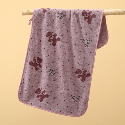 5-Pack Purple Soft Absorbent Face Towels with Bear Pattern Design – Quick-Drying Plush Towel Set for Bath and Daily Use.