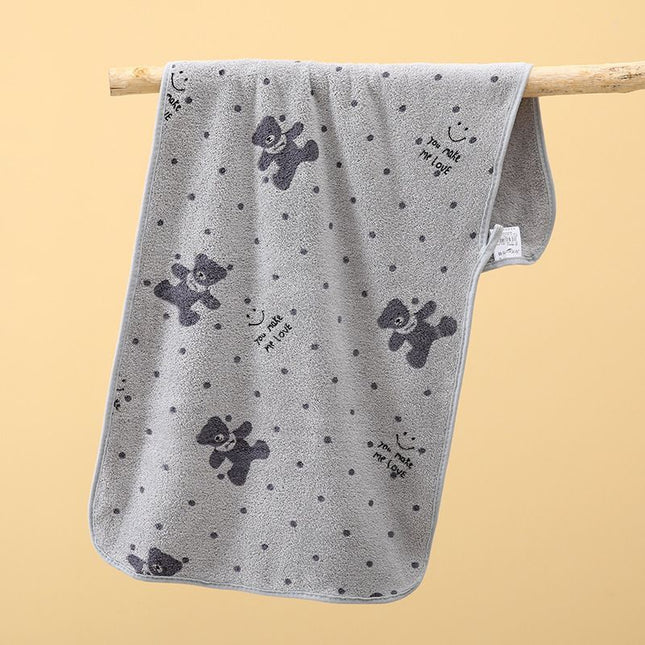 5-Pack Grey Soft Absorbent Face Towels with Bear Pattern Design – Quick-Drying Plush Towel Set for Bath and Daily Use.