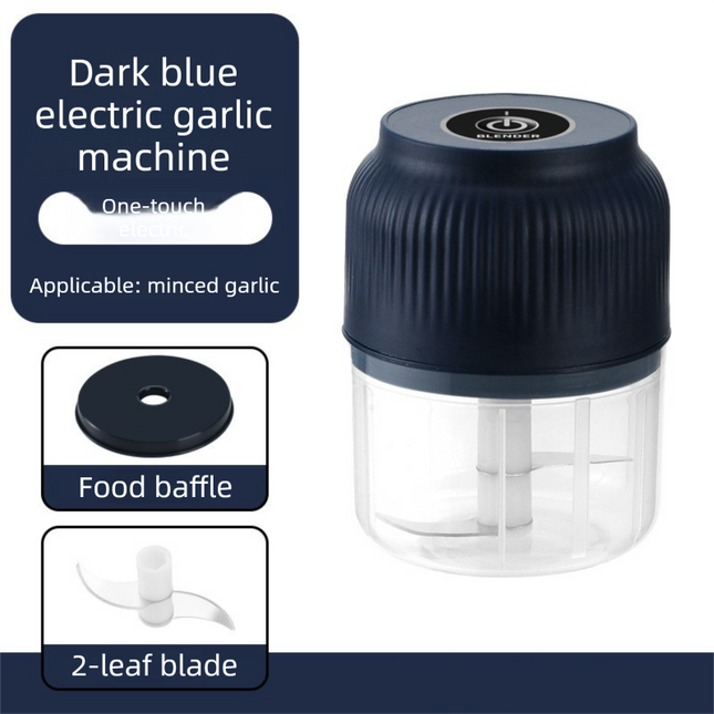 2-Leaf blade Blue Wireless Electric Garlic Chopper 300ml Portable Mini Food Processor USB Rechargeable for Baby Food and Dipping Sauce Essential Local Kitchen Tool.