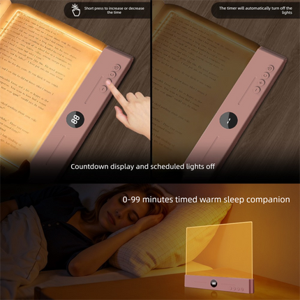 White LED Flat Panel Reading Light with 99m Timer 3 Color Modes Stepless Dimming Rechargeable Eye Protection Book Light for Bedside Dormitory Local Standard.
