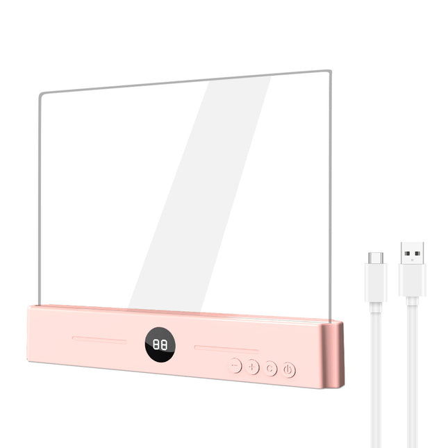 Pink LED Flat Panel Reading Light with 99m Timer 3 Color Modes Stepless Dimming Rechargeable Eye Protection Book Light for Bedside Dormitory Local Standard.