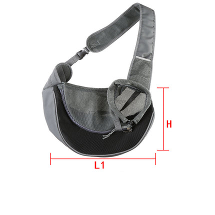 Black Portable Pet Sling Backpack for Small Dogs and Cats – Size S with Breathable Mesh Design.