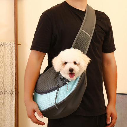 Black Portable Pet Sling Backpack for Small Dogs and Cats – Size S with Breathable Mesh Design.