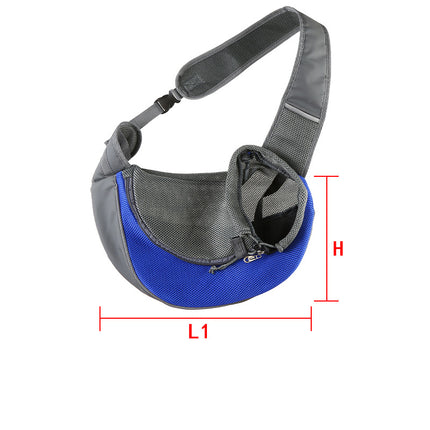 Blue Portable Pet Sling Backpack for Small Dogs and Cats – Size S with Breathable Mesh Design.