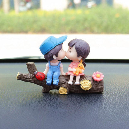 Tree Branch Blue and Pink Couple Cute Couple Car Ornament for Dashboard – Romantic Interior Decoration for Vehicles.