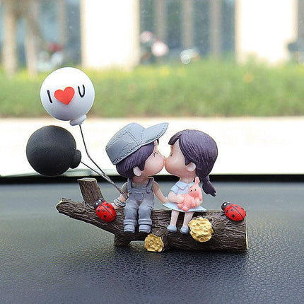 Tree Branch Grey Couple Balloons Cute Couple Car Ornament for Dashboard – Romantic Interior Decoration for Vehicles.