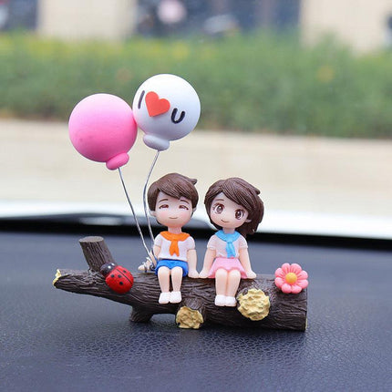 Tree Branch Couple Balloons Cute Couple Car Ornament for Dashboard – Romantic Interior Decoration for Vehicles.