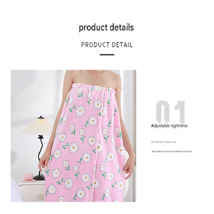 Grey Coral Fleece Bath Skirt with Matching Hair Towel – Soft Absorbent Wrap Dress for Women, Quick-Dry Shower Robe Set with Elastic Waistband and Adjustable Fit.