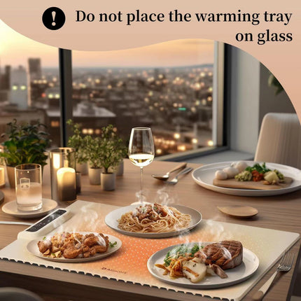 Navy blue 24-Inch Electric Warming Tray with 3-Temperature Settings – Graphene Heating Mat for Keeping Food Warm, Thawing Meat, Dough Fermentation, and Facial Mask Warming.