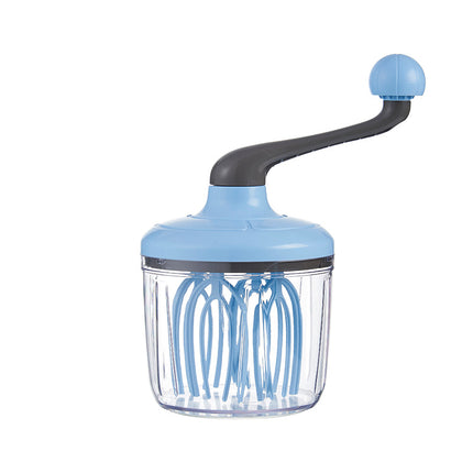 Blue Manual Hand-Crank Egg Beater – Semi-Automatic Whisk for Whipping Cream, Egg Whites, and Baking Mixes with Easy-Clean Design.