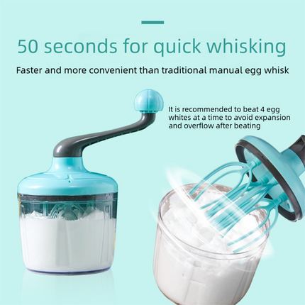 Blue Manual Hand-Crank Egg Beater – Semi-Automatic Whisk for Whipping Cream, Egg Whites, and Baking Mixes with Easy-Clean Design.