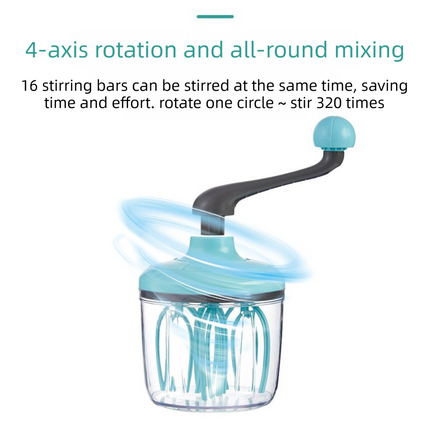 Blue Manual Hand-Crank Egg Beater – Semi-Automatic Whisk for Whipping Cream, Egg Whites, and Baking Mixes with Easy-Clean Design.