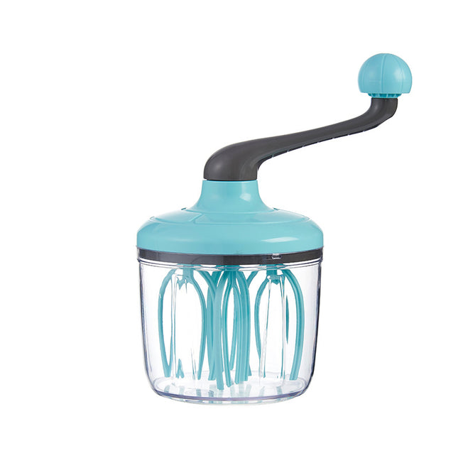 Green Manual Hand-Crank Egg Beater – Semi-Automatic Whisk for Whipping Cream, Egg Whites, and Baking Mixes with Easy-Clean Design.