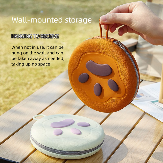 Yellow Portable Foldable Dual Bowl for Pets – Silicone Feeding and Water Dish with Compact Storage Design.
