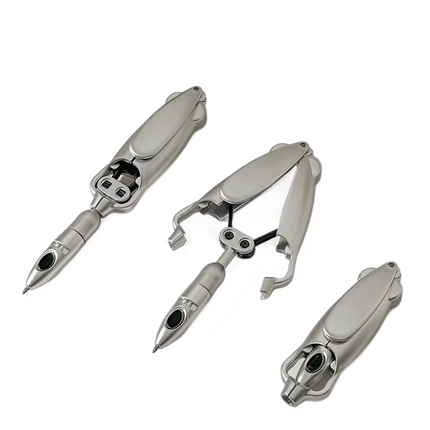 5-Pcs Transformable Squid-Style Pen – Compact Mechanical Writing Tool with Hinged Design and 0.5mm Ballpoint Tip.