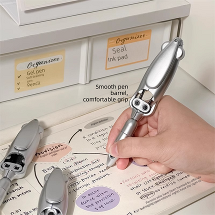 5-Pcs Transformable Squid-Style Pen – Compact Mechanical Writing Tool with Hinged Design and 0.5mm Ballpoint Tip.