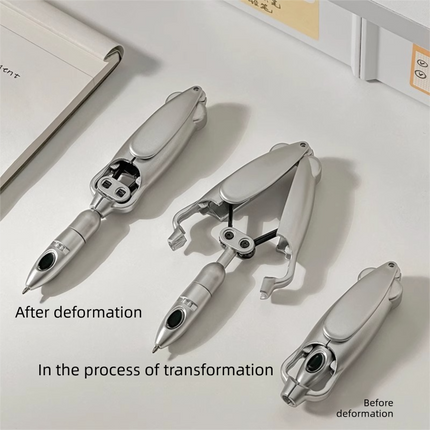 5-Pcs Transformable Squid-Style Pen – Compact Mechanical Writing Tool with Hinged Design and 0.5mm Ballpoint Tip.