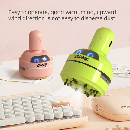 White Compact Desktop Vacuum Cleaner – Rechargeable Mini Dust Collector for Eraser Shavings, Pencil Shavings, Paper Scraps, and Fine Debris.