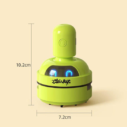 White Compact Desktop Vacuum Cleaner – Rechargeable Mini Dust Collector for Eraser Shavings, Pencil Shavings, Paper Scraps, and Fine Debris.