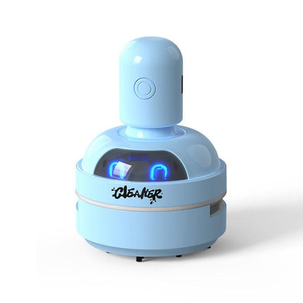 Blue Compact Desktop Vacuum Cleaner – Rechargeable Mini Dust Collector for Eraser Shavings, Pencil Shavings, Paper Scraps, and Fine Debris.