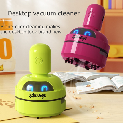 Blue Compact Desktop Vacuum Cleaner – Rechargeable Mini Dust Collector for Eraser Shavings, Pencil Shavings, Paper Scraps, and Fine Debris.