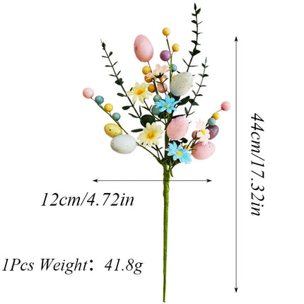 2-Piece Daisy eucalyptus leaves Easter Artificial Floral Arrangement with Decorative Egg Accents – Ready-to-Display Spring Holiday Decoration.