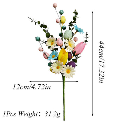 2-Piece Tulip Easter Artificial Floral Arrangement with Decorative Egg Accents – Ready-to-Display Spring Holiday Decoration.