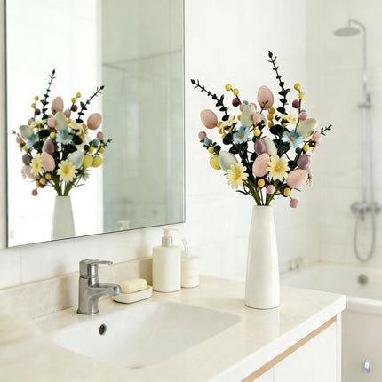 2-Piece Tulip Easter Artificial Floral Arrangement with Decorative Egg Accents – Ready-to-Display Spring Holiday Decoration.