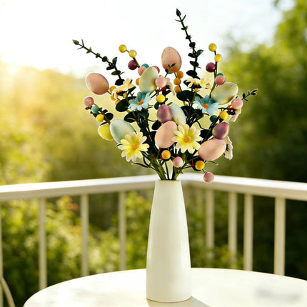 2-Piece Tulip Easter Artificial Floral Arrangement with Decorative Egg Accents – Ready-to-Display Spring Holiday Decoration.