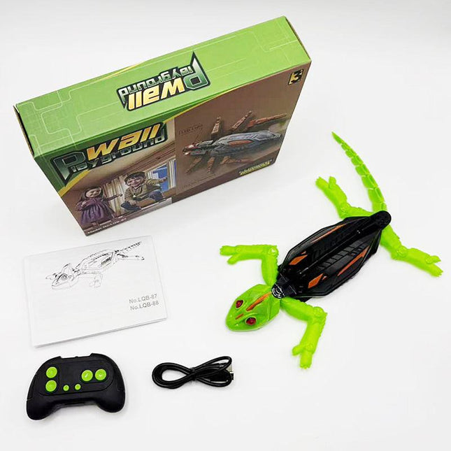 RC Wall Climbing Gecko Toy Anti-Gravity Remote Control Lizard with LED Eyes 360 Stunt Rotation Rechargeable Animal Gift for Kids.