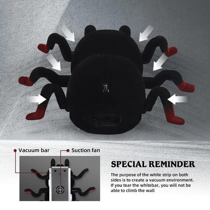 RC Wall Climbing Spider Toy Realistic Fuzzy Tarantula Anti-Gravity Remote Control Prank Bug with LED Eyes Rechargeable Gift for Kids.