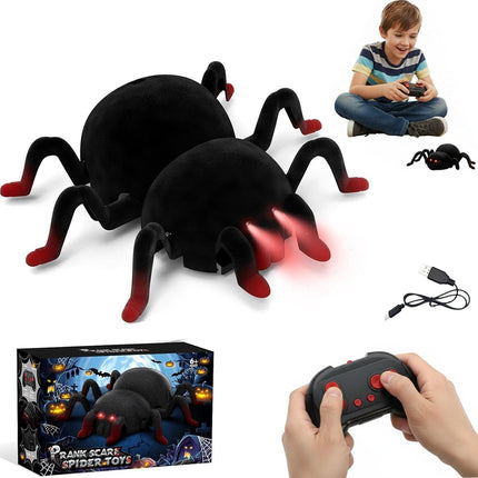 RC Wall Climbing Spider Toy Realistic Fuzzy Tarantula Anti-Gravity Remote Control Prank Bug with LED Eyes Rechargeable Gift for Kids.