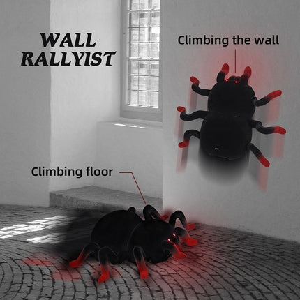 RC Wall Climbing Spider Toy Realistic Fuzzy Tarantula Anti-Gravity Remote Control Prank Bug with LED Eyes Rechargeable Gift for Kids.