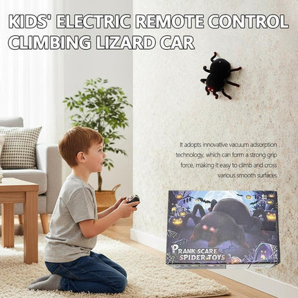 RC Wall Climbing Spider Toy Realistic Fuzzy Tarantula Anti-Gravity Remote Control Prank Bug with LED Eyes Rechargeable Gift for Kids.