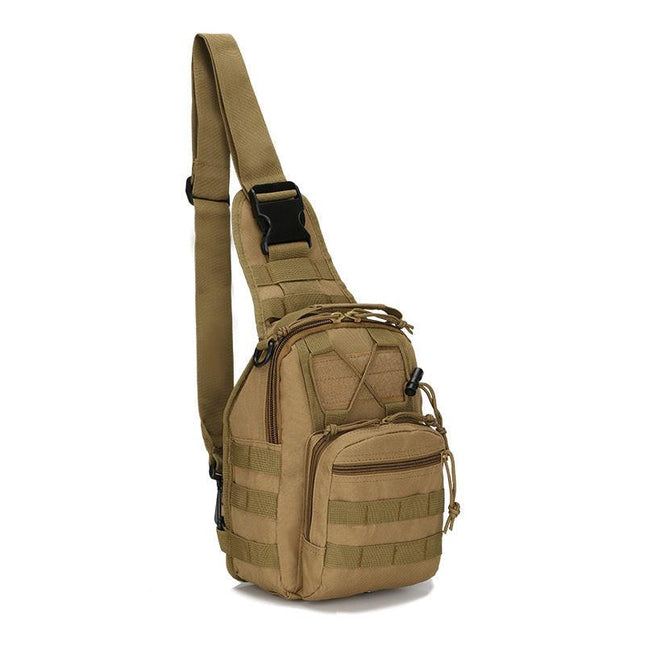 Tactical Sling Bag Men 600D Waterproof Crossbody Backpack MOLLE EDC Shoulder Pack for Hiking Cycling Tan.