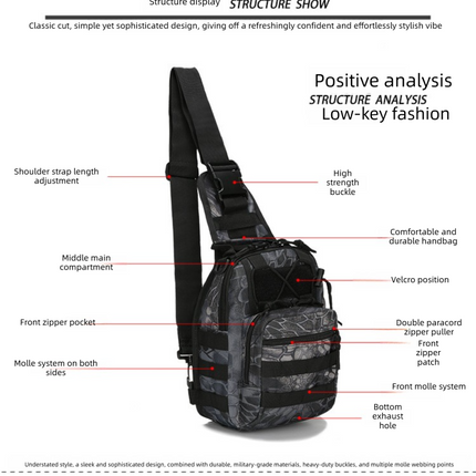 Tactical Sling Bag Men 600D Waterproof Crossbody Backpack MOLLE EDC Shoulder Pack for Hiking Cycling Tan.