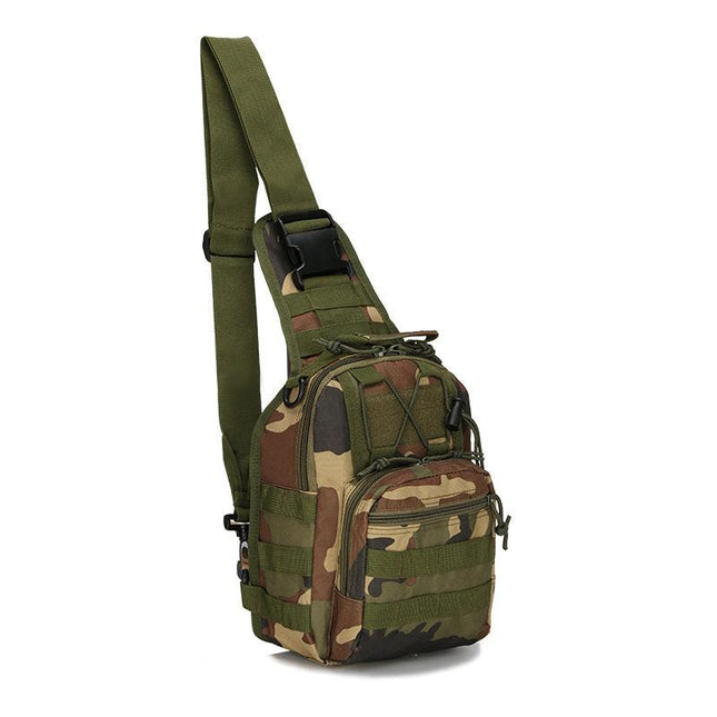 Tactical Sling Bag Jungle Camo 600D Waterproof Crossbody Backpack MOLLE EDC Shoulder Pack for Hiking Outdoor.