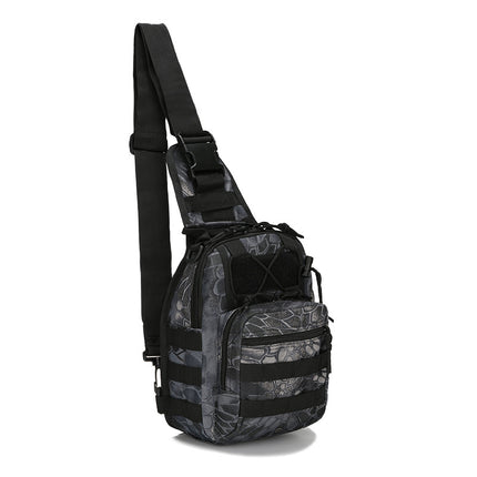 Tactical Sling Bag Black Python Camo 600D Waterproof Crossbody Backpack MOLLE EDC Shoulder Pack for Urban Outdoor.