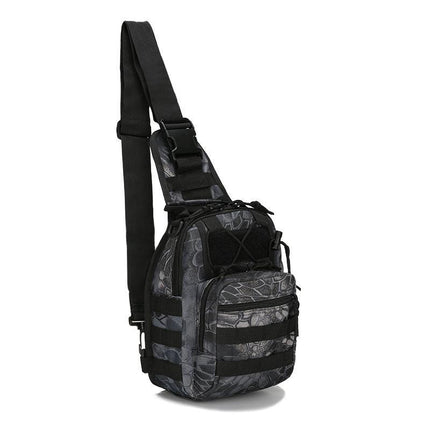 Tactical Sling Bag Black Python Camo 600D Waterproof Crossbody Backpack MOLLE EDC Shoulder Pack for Urban Outdoor.