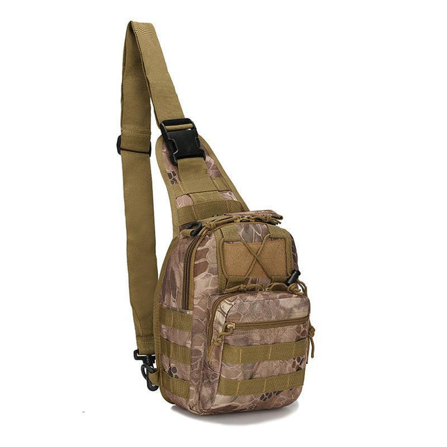 Tactical Sling Bag Tan Python Camo 600D Waterproof Crossbody Backpack MOLLE EDC Shoulder Pack for Hiking Camping.