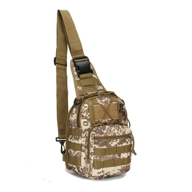 Tactical Sling Bag Desert Digital Camo 600D Waterproof Crossbody Backpack MOLLE EDC Shoulder Pack for Outback Hiking.