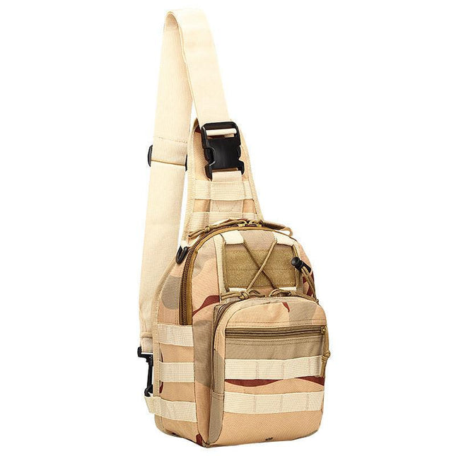 Tactical Sling Bag 3-Color Desert Camo 600D Waterproof Crossbody Backpack MOLLE EDC Shoulder Pack for Outback Hiking.