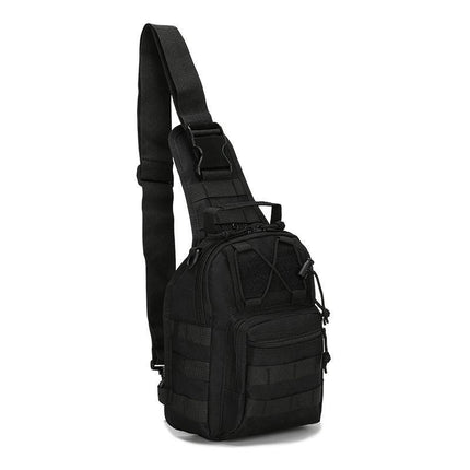 Tactical Sling Bag Classic Black 600D Waterproof Crossbody Backpack MOLLE EDC Shoulder Pack for Urban Hiking.