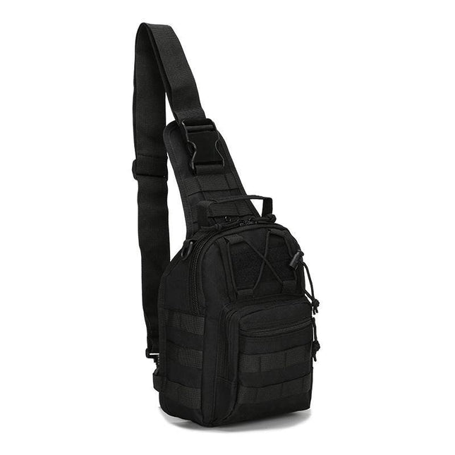 Tactical Sling Bag Classic Black 600D Waterproof Crossbody Backpack MOLLE EDC Shoulder Pack for Urban Hiking.