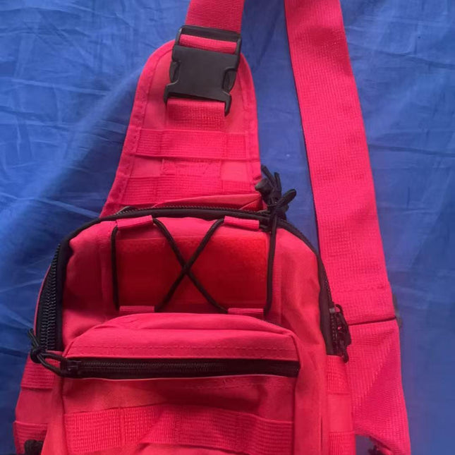 High Visibility Red Tactical Sling Bag 600D Waterproof Crossbody Backpack MOLLE First Aid EDC Pack for Cycling.