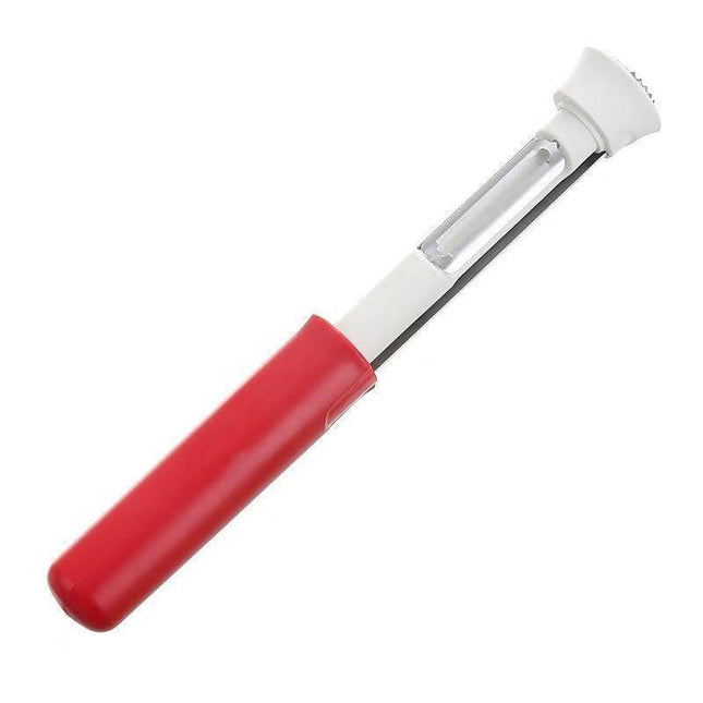 2-in-1 Apple Corer & Peeler Stainless Steel Fruit Prep Tool Kitchen Gadget Red.