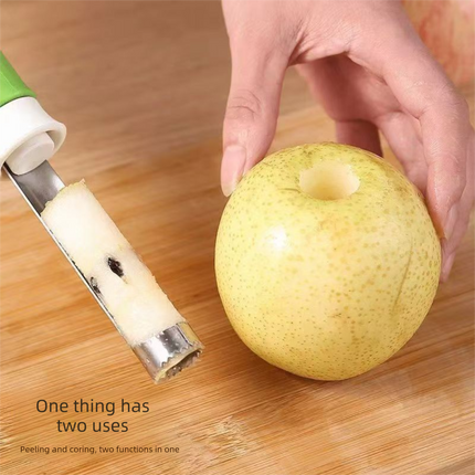 2-in-1 Apple Corer & Peeler Stainless Steel Fruit Prep Tool Kitchen Gadget Red.