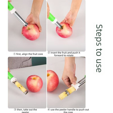2 PCS 2-in-1 Apple Corer & Peeler Stainless Steel Fruit Prep Tool Red & Green Set Kitchen Gadget.