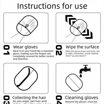 2 PCS Pet Hair Remover Mitt Reusable Static Lint Brush Glove for Cat & Dog Fur Cleaning Furniture Clothes & Bedding.