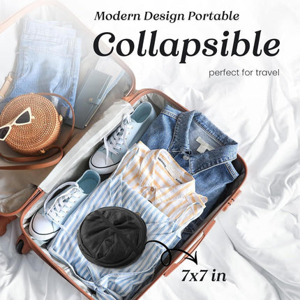 2 PCS Mesh Pop Up Laundry Hamper Collapsible Washing Basket with Side Pocket & Reinforced Handles Portable Dirty Clothes Bin for Dorm Travel & Toy Storage (Dark Blue & Orange).
